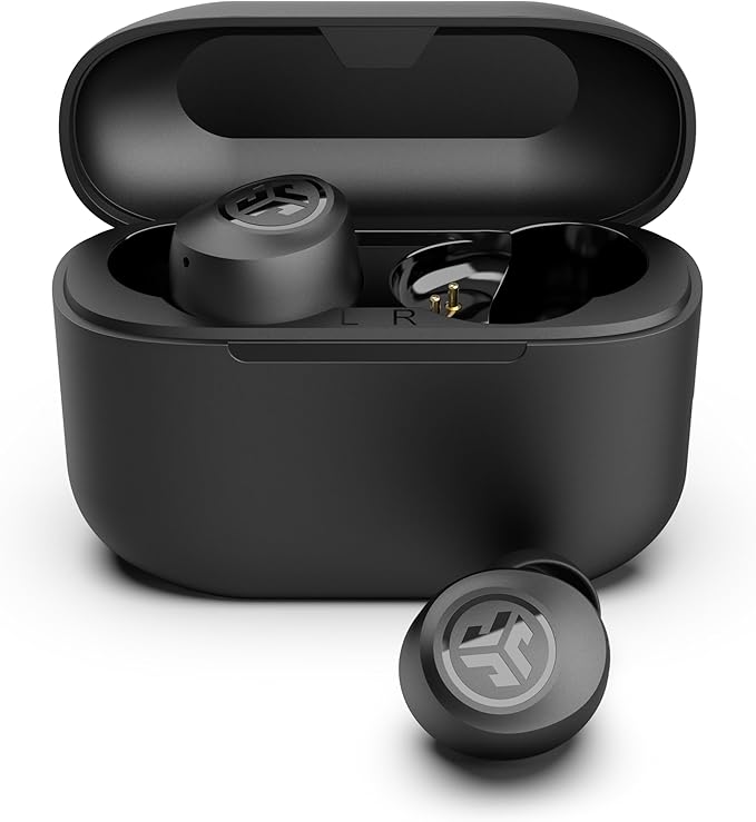 JLab Go Air Pop+ True Wireless Earphones, Bluetooth Earbuds, Oordopjes Draadloos with 35H+ Speeltijd, In Ear Headphones with Microfoon, Oplaaddoos, JLab App, Zwart