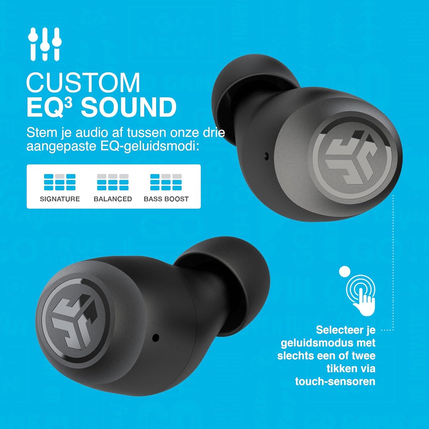 JLab Go Air Pop+ True Wireless Earphones, Bluetooth Earbuds, Oordopjes Draadloos with 35H+ Speeltijd, In Ear Headphones with Microfoon, Oplaaddoos, JLab App, Zwart